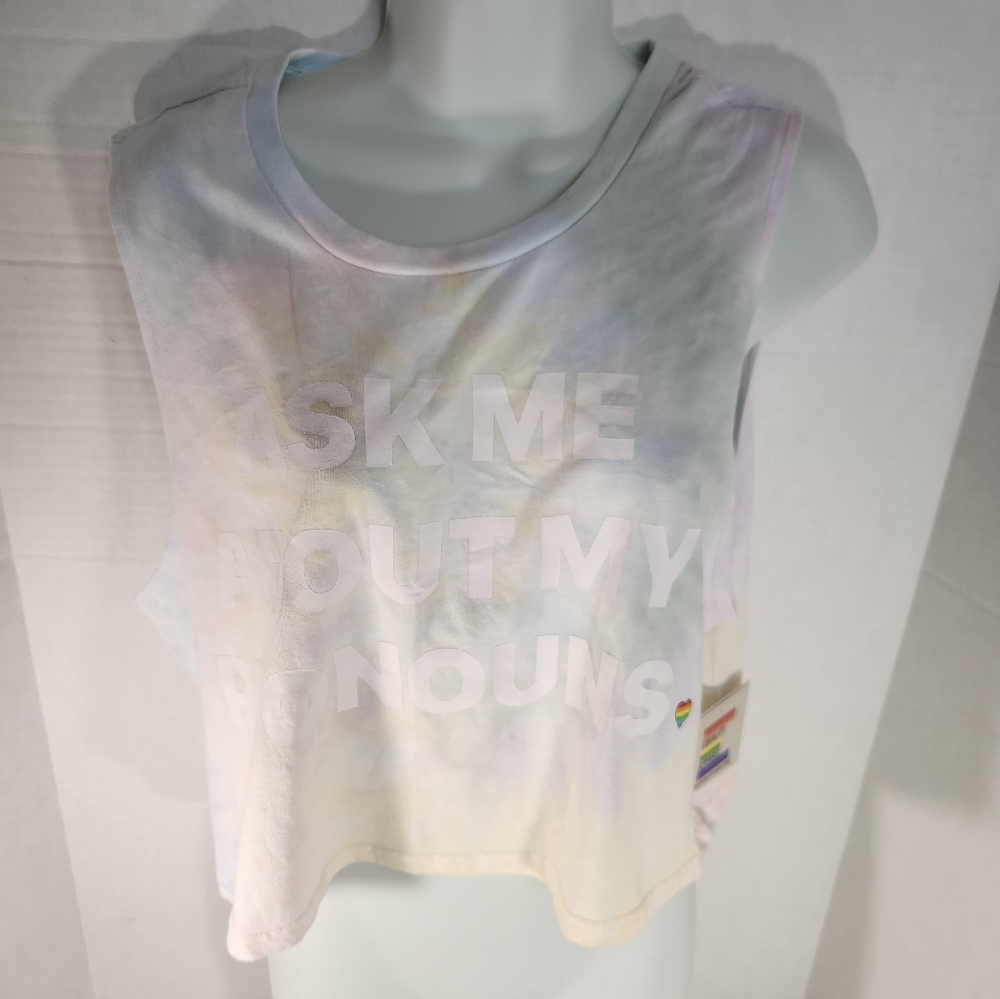 NWT Women's Equality Apparel Tie-Dye Sleeveless Crop Tank Top - Picture 4 of 5